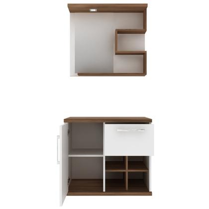 Imagem de Gabinete com Pés Para Banheiro 70cm com Cuba e Espelheira Veneza