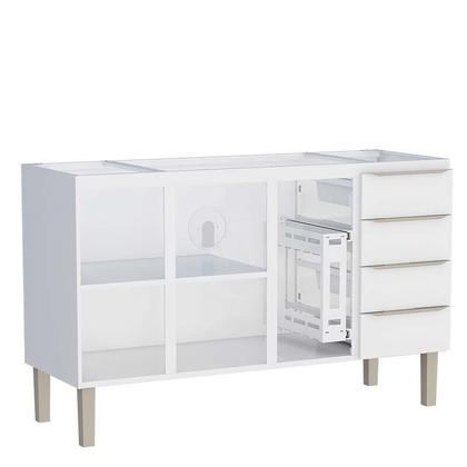 Imagem de Gabinete de Aço Para Pia 150cm 3 Portas 4 Gavetas Flora Cozimax Branco