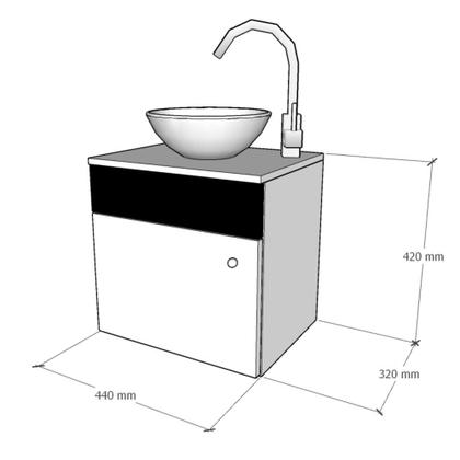 Imagem de Gabinete de Banheiro 44cm com Cuba para Lavabo Armário Suspenso