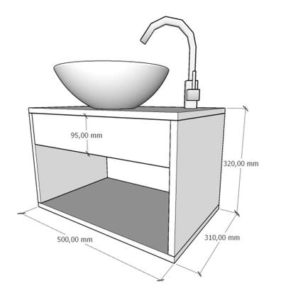 Imagem de Gabinete de Banheiro 50cm com Cuba Lavabo Armário Suspenso