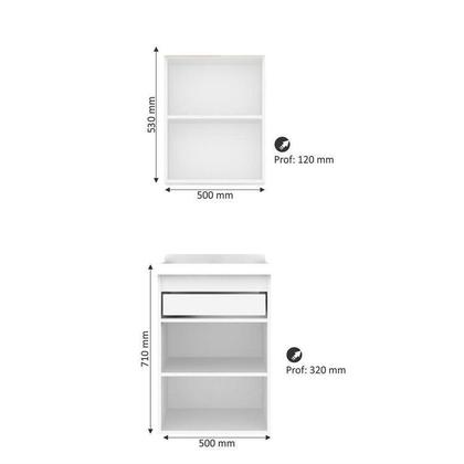 Imagem de Gabinete de Banheiro 50cm com Lavatório e Armário Branco/Carvalho Berlin
