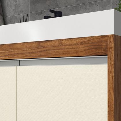 Imagem de Gabinete de Banheiro 60cm com Lavatório e Armário Ref 670 Cewal - Amendoa/Off White
