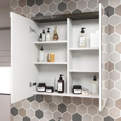 Imagem de Gabinete de Banheiro 70cm com Lavatório e Armário Ref 710 Cewal - Branco/Portoro