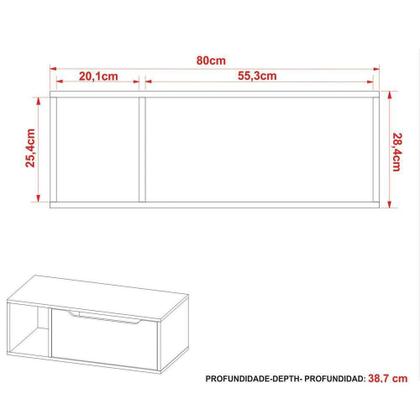Imagem de Gabinete De Banheiro 80 Cm Com 1 Porta E Nicho Amêndoa/branco