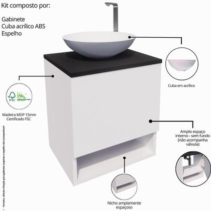 Imagem de Gabinete De Banheiro Completo Com Cuba E Espelho Armário Suspenso 40cm