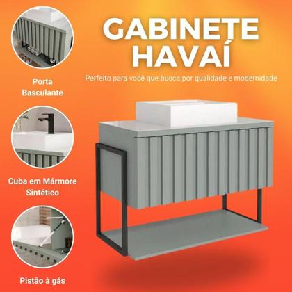 Imagem de Gabinete de Banheiro Suspenso 100% MDF 80cm Metalon Com Cuba Havai Mgm Móveis