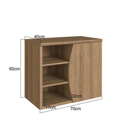 Imagem de Gabinete de Banheiro Suspenso 70cm Laura com 1 Porta e 2 Prateleira sem Cuba