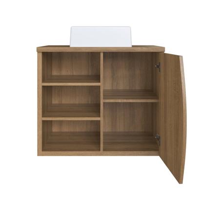 Imagem de Gabinete de Banheiro Suspenso 70cm Laura com 1 Porta e 2 Prateleiras com Cuba