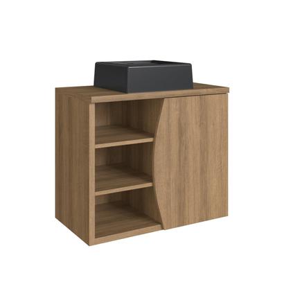 Imagem de Gabinete de Banheiro Suspenso 70cm Laura com 1 Porta e 2 Prateleiras com Cuba