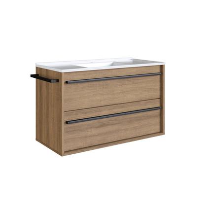 Imagem de Gabinete de Banheiro Suspenso 80cm com 1 Toalheiro 1 Porta 1 Gaveta BH8030 com Lavatorio Marrom/Mel