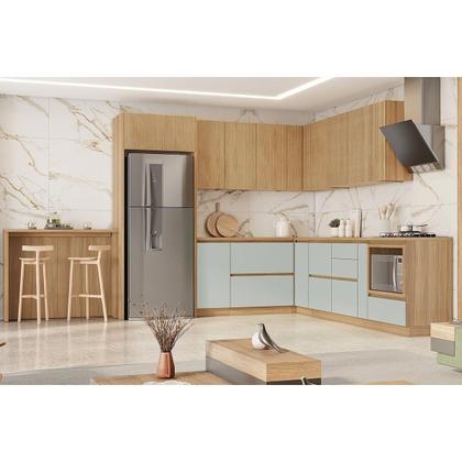 Imagem de Gabinete de Cozinha Modulado Balcão c/ Tampo Rainha Porta Tempero c/ 1 Porta 20cm Nature/Verde - Nesher