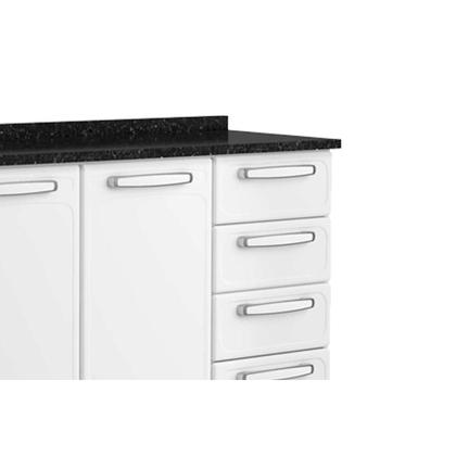 Imagem de Gabinete de Cozinha Modulado Balcão Evidence 7126 2 Portas e 4 Gavetas c/Tampo Branco - Bertolini