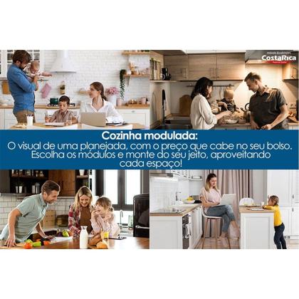 Imagem de Gabinete de Cozinha Modulado Balcão Firenze 3 Portas e 2 Gaveta s/ Tampo p/Pia 120cm Avena/Grafito - Demóbile