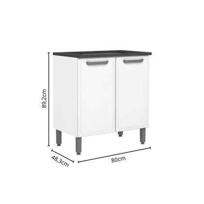 Imagem de Gabinete de Cozinha Modulado p/ Cooktop c/ Tampo Bella c/ 2 Portas 80cm Verde - Bertolini