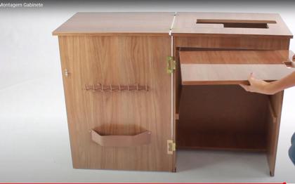 Imagem de Gabinete De Máquina De Costura Tipo Singer Cedro