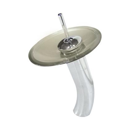 Imagem de Gabinete de vidro 40cm para banheiro curvado duplo pc cuba chapéu com torneira cascata champanhe