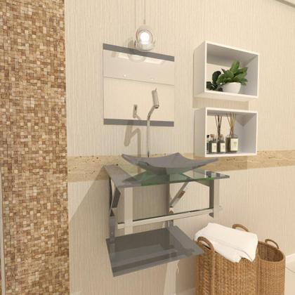 Imagem de Gabinete De Vidro Para Banheiro 40Cm Inox Prata