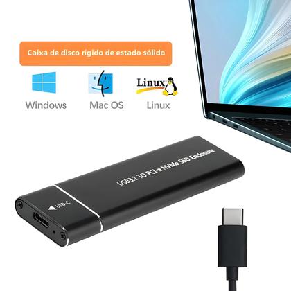 Imagem de Gabinete Externo USB 3.1 Tipo-C para SSD M.2 NVMe - Metal, para Laptop e Celular