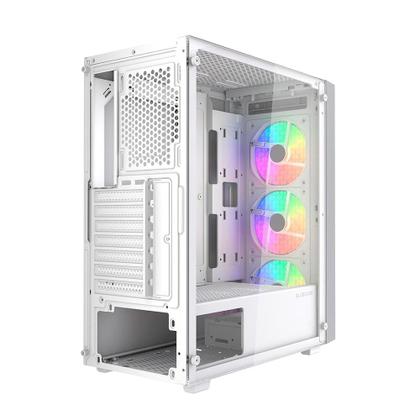 Imagem de Gabinete Gamer Bluecase BG-050 X-frame SE, Mid Tower, 3x Fan ARGB, Lateral em Vidro, Branco e Cinza - BG-050SEWGBX