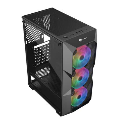Imagem de Gabinete Gamer com 3 Cooler Fan LED RGB 120mm Mid Tower Atx MAtx Mini Itx Vidro Temperado Psu Cover Hayom