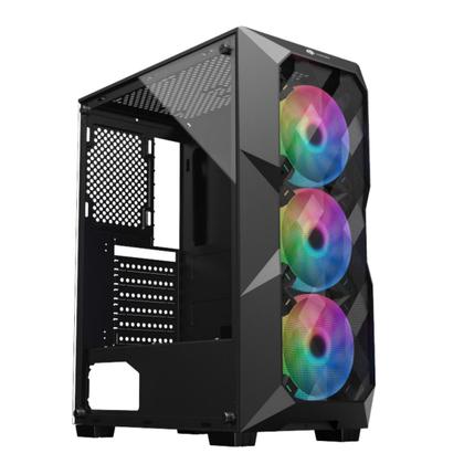 Imagem de Gabinete Gamer com 3 Cooler Fan LED RGB 120mm Mid Tower Atx MAtx Mini Itx Vidro Temperado Psu Cover Hayom