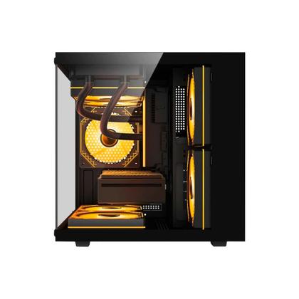 Imagem de Gabinete gamer duex aquario, mid-tower, lateral e frontal de vidro, preto, 3x fans argb - dxga325bk