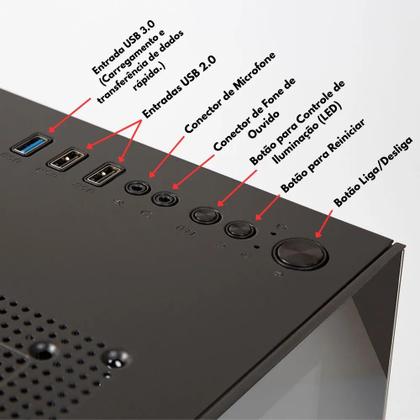 Imagem de Gabinete Gamer Duex Cubo Aquarius C Painel Controlador Preto