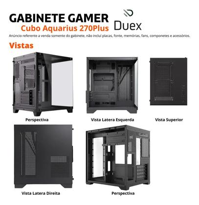 Imagem de Gabinete Gamer Duex Cubo Aquarius C Painel Controlador Preto