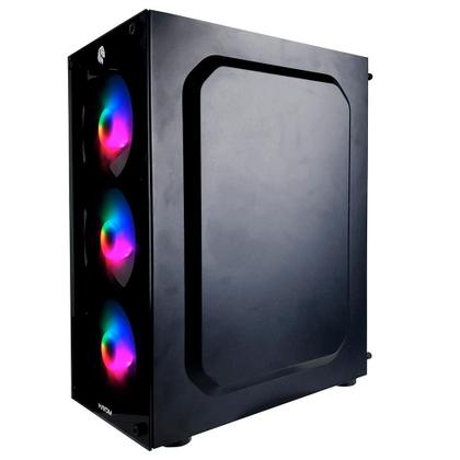 Imagem de Gabinete Gamer Hayom 4 Fans S/Fonte RGB ATX MidTower Vidro Temperado Preto - GB1749