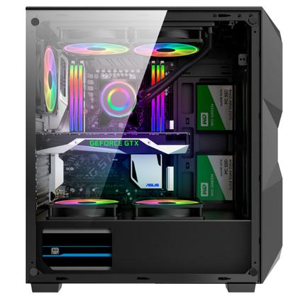 Imagem de Gabinete Gamer Hayom GB1710, ATX, USB 3.0, 3x Fans RGB, Lateral em Vidro - Preto