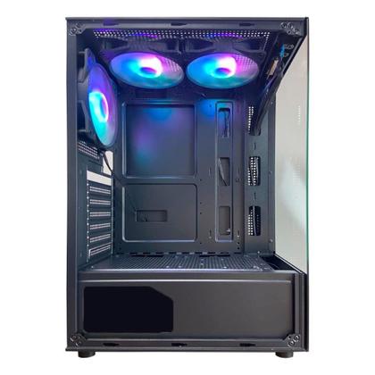 Imagem de Gabinete Gamer Hayom GB1792, Mid Tower, ATX, Lateral e frontal em Vidro Temperado, com Cooler Fan, Preto - GB1792