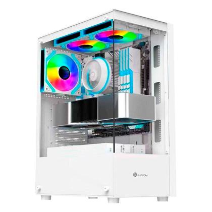 Imagem de Gabinete Gamer Hayom, GB1793, Vidro Temperado, 3x Fans RGB, USB 3.0, Micro-ATX, Mini-ITX - Branco