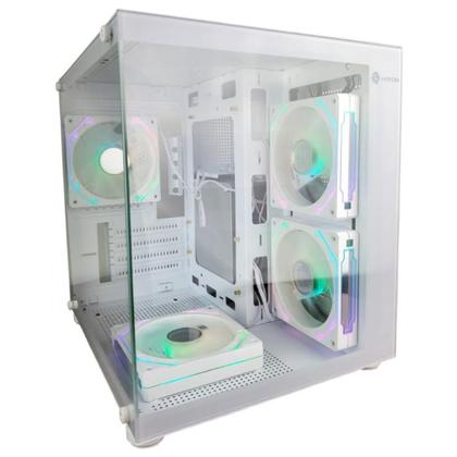 Imagem de Gabinete Gamer Hayom Gb1797 Com 4 Fans Rgb Com Vidro Branco