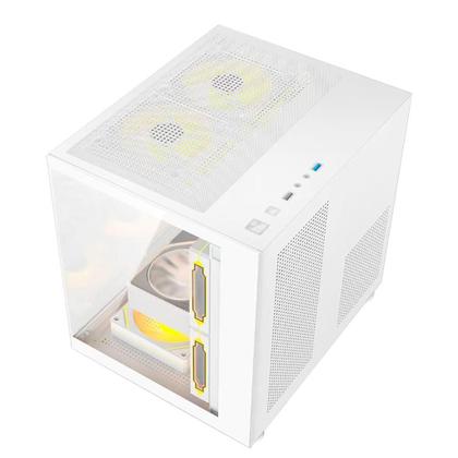 Imagem de Gabinete Gamer Hayom Gb1797 Com 4 Fans Rgb Com Vidro Branco