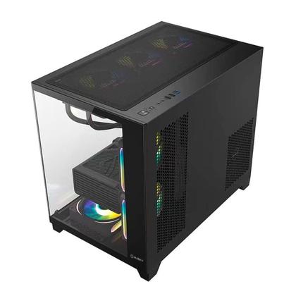 Imagem de Gabinete Gamer Husky Dome 210, Mini Tower, M-ATX, Lateral e Frontal em Vidro, Sem FANs, Preto - HGN210PT