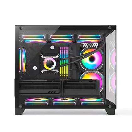 Imagem de Gabinete Gamer Husky Dome 210, Mini Tower, M-ATX, Lateral e Frontal em Vidro, Sem FANs, Preto - HGN210PT
