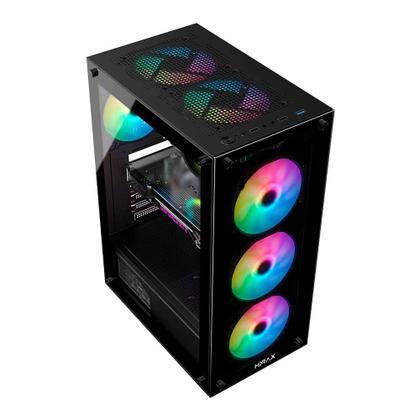Imagem de Gabinete Gamer Hyrax HGB210, Mid Tower, ATX, Lateral e Frontal em Vidro Temperado, Sem Fans, Preto - HGB210B