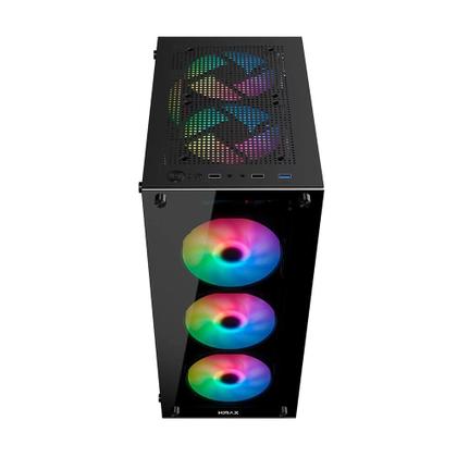 Imagem de Gabinete Gamer Hyrax HGB210, Mid Tower, ATX, Lateral e Frontal em Vidro Temperado, Sem Fans, Preto - HGB210B