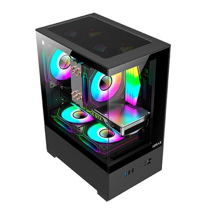 Imagem de Gabinete Gamer Hyrax HGB310, Mini Tower, M-ATX, Frontal e Lateral em Vidro Temperado, Sem FANs, Preto - HGB310B