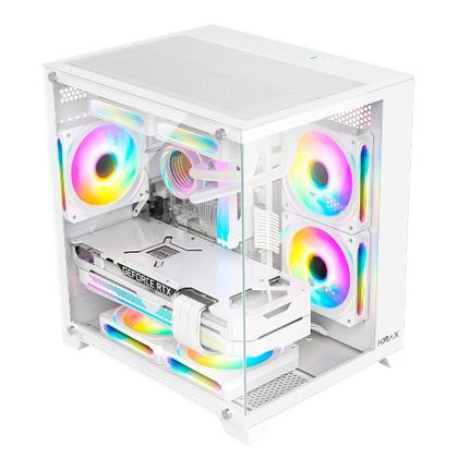 Imagem de Gabinete Gamer Hyrax HGB705, Mini Tower, Frontal e Lateral em Vidro, Sem FANs, Branco - HGB705W