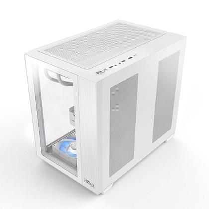 Imagem de Gabinete Gamer Hyrax HGB720, Mid Tower, ATX, Frontral e Lateral Em Vidro Temperado, Sem FANs, Branco - HGB720W