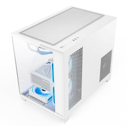Imagem de Gabinete Gamer Hyrax HGB730, Mini Tower, M-ATX, Frontal e Lateral em Vidro Temperado, Sem FANs, Branco - HGB730W