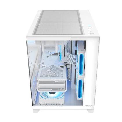 Imagem de Gabinete Gamer Hyrax HGB730, Mini Tower, M-ATX, Frontal e Lateral em Vidro Temperado, Sem FANs, Branco - HGB730W