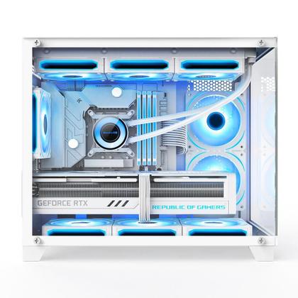 Imagem de Gabinete Gamer Hyrax HGB730, Mini Tower, M-ATX, Frontal e Lateral em Vidro Temperado, Sem FANs, Branco - HGB730W