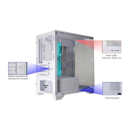 Imagem de Gabinete Gamer K-mex Aquario Cg-w1f9 Micro Poseidon Branco Micro Atx Sem Cooler