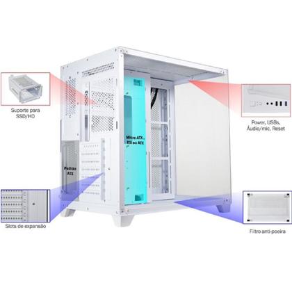 Imagem de Gabinete Gamer K-MEX Ghost Shark, Aquario, Mid Tower, Vidro Temperado, ATX, Sem Fonte, Sem Fan, Branco