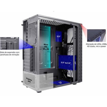 Imagem de Gabinete Gamer K-Mex KRATOS, Sem Cooler, Sem Fonte CG-42TP