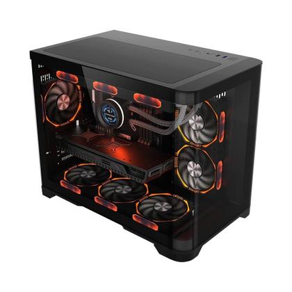 Imagem de Gabinete Gamer Liketec Madness, Mini Tower, M-ATX, Lateral e Frontal em Vidro Temperado, Sem FANs, Preto - LC-CB3X2-MADNESS-2072