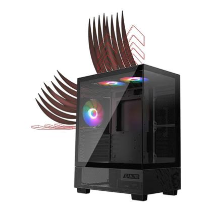 Imagem de Gabinete Gamer MSI PAG Pano M110A, Mini Tower, Lateral em Vidro, 3x FANs ARGB, M-ATX,Mini ITX, Preto - PANOM100A