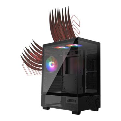 Imagem de Gabinete Gamer MSI PAG Pano M110A, Mini Tower, Lateral em Vidro, 3x FANs ARGB, M-ATX,Mini ITX, Preto - PANOM100A